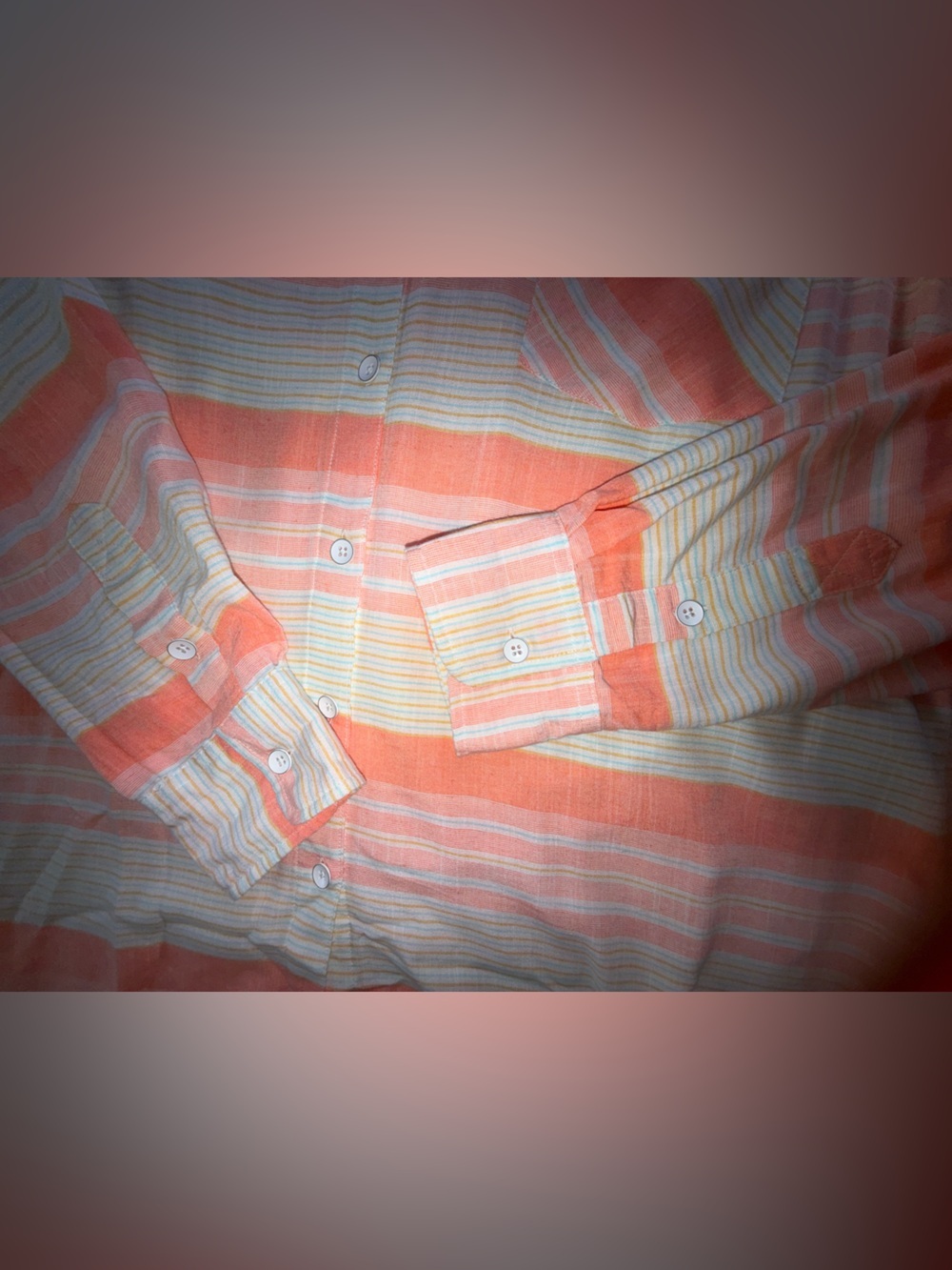 Fresh produce button down Shirt Medium Coral 100% Rayon Coastal Casual - Picture 7 of 12